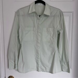 Mango Light Green Fitted Button Down Shirt
